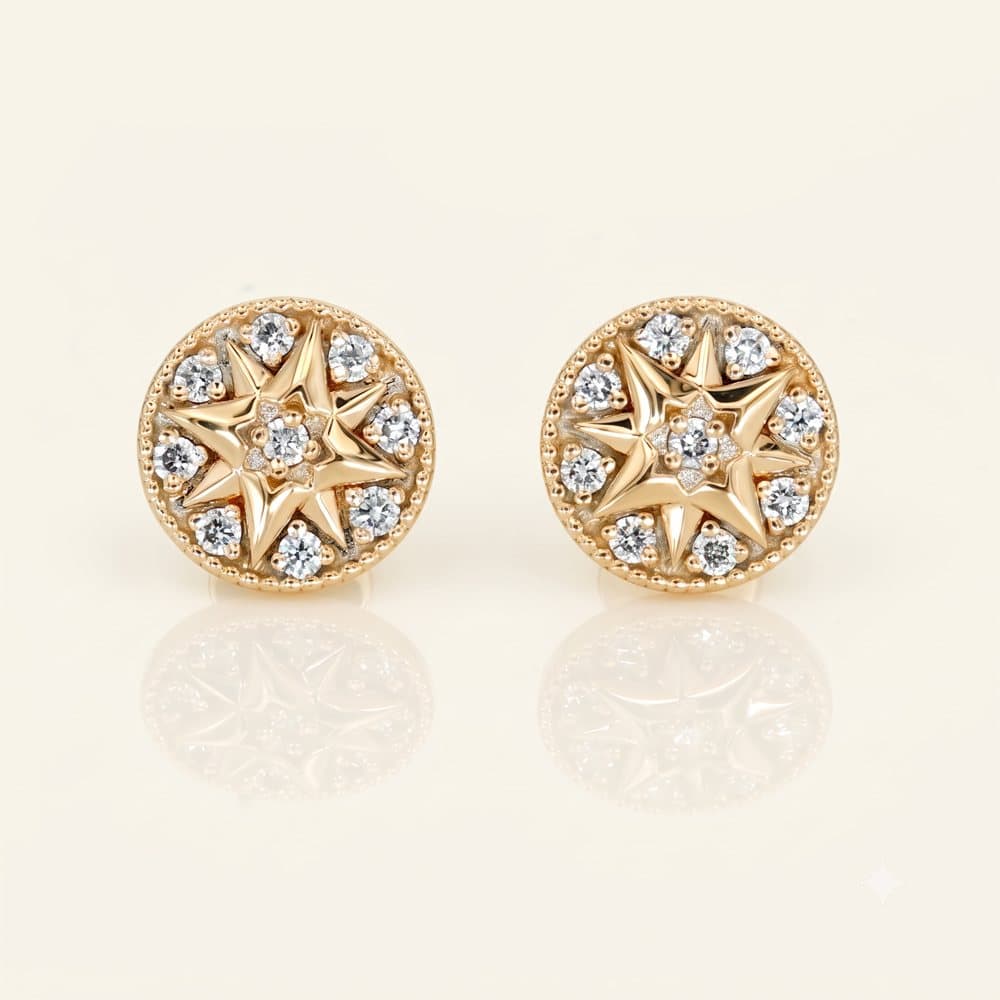 Natural Diamond Celestial Starburst Stud Earrings
